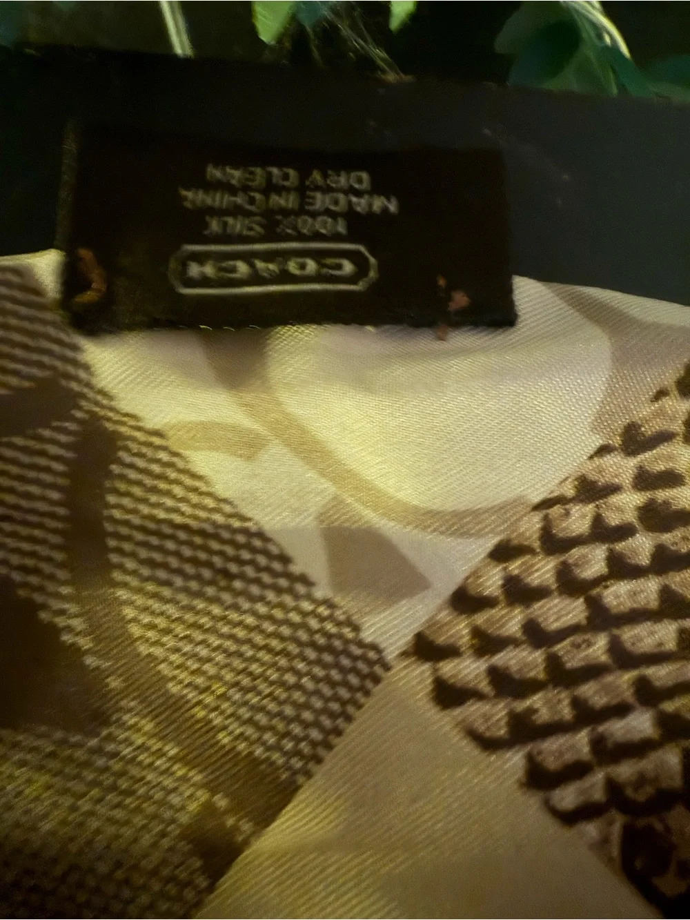 Coach Patchwork Silk Scarf in Brown and Cream Tones with Horse & Carriage 34inch